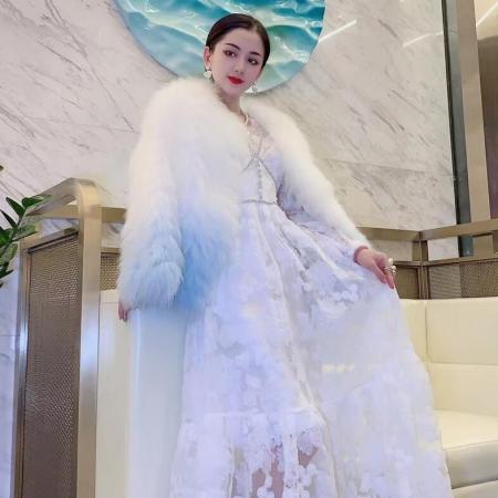 YF85093# 韩雪同款白色镶钻蕾丝花朵气质女神超仙连衣裙度假裙大摆裙
