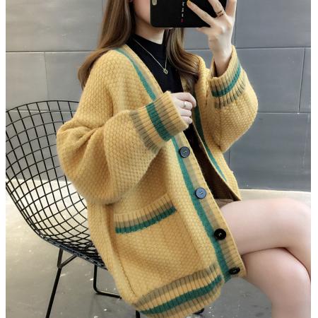 PS61634# 女士毛衣新款早秋外穿宽松秋装针织开衫女春秋季慵懒风外套