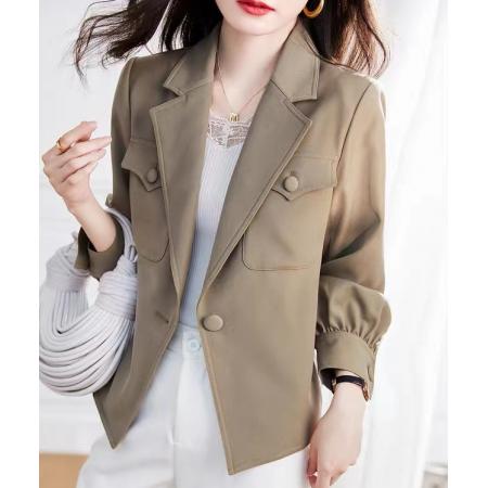PS62338# 短款风衣外套女新款黑色夹克休闲翻领显瘦气质上衣 服装批发女装服饰货源