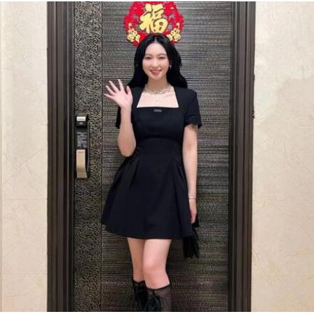 TR27120# 新款巨显瘦纯色暗黑风气质高级感方领口袋夏季蓬蓬裙 服装批发女装批发货源