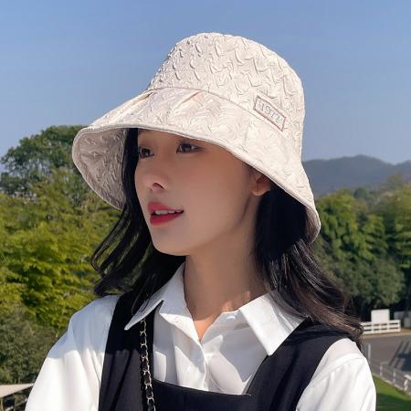 TR31976# 帽子女夏季新款泡泡格纱透气渔夫帽遮阳防晒太阳帽春秋显脸小盆帽 帽子批发