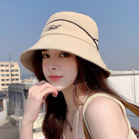 TR31986# 韩版春秋新款帽子女日系刺绣小清新渔夫帽夏季薄款防晒盆帽潮 帽子批发