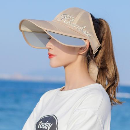 TR31992# 韩版防晒帽子女夏天遮阳防紫外线大沿空顶帽可伸缩旅游沙滩太阳帽 帽子批发