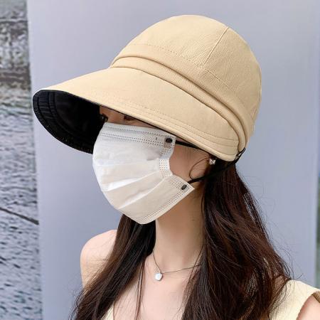 TR31999# 帽子女女夏季纯色防晒遮阳帽出游逛街可挂口罩鸭舌帽大沿太阳帽夏 帽子批发