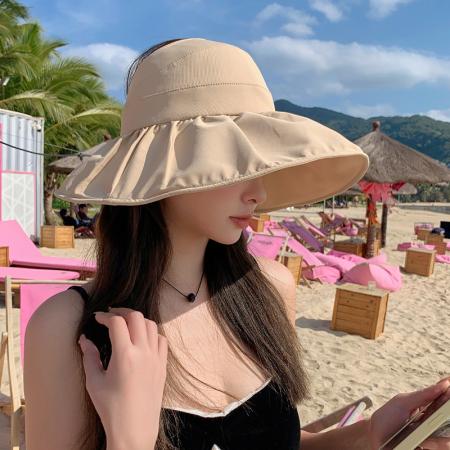 TR32005# 韩版帽子女网红高品质可折叠透气防晒空顶遮阳帽户外太阳帽新 帽子批发