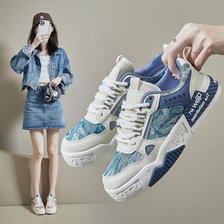 X-30403# 秋季新款小白鞋女ins潮韩版学生跑步运动板鞋增高休闲鞋 鞋子批发女鞋货源