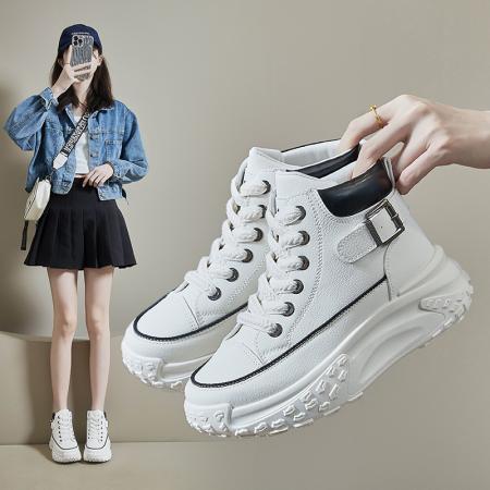 X-30429# 秋季高帮小白鞋新款韩版ins女学生厚底增高运动板鞋休闲 鞋子批发女鞋货源