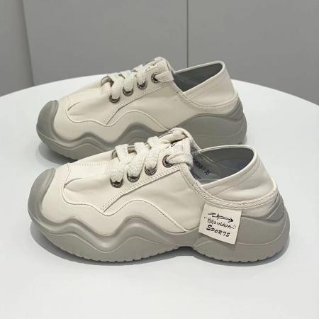 X-30444# 秋季新款厚底系带丑萌鞋百搭运动休闲鞋时尚单鞋女潮 鞋子批发女鞋货源